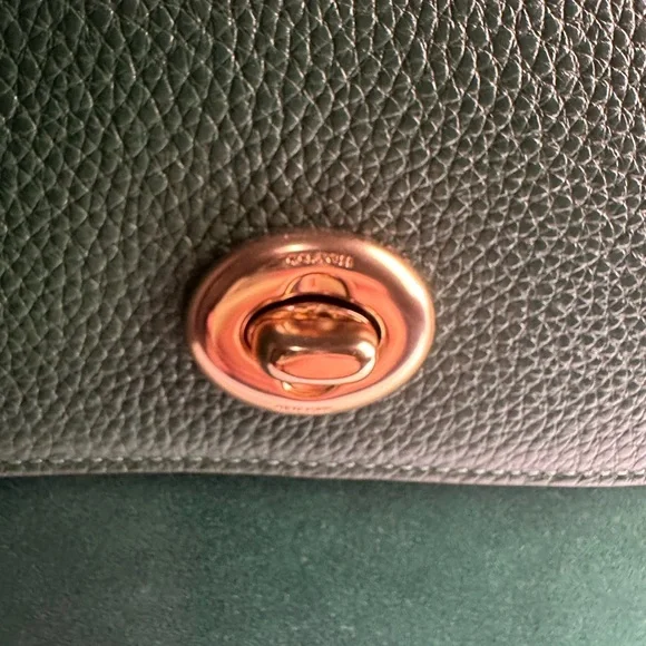 NWT Coach Satchel – Forest Green Pebbled Leather & Suede - Picture 4 of 6